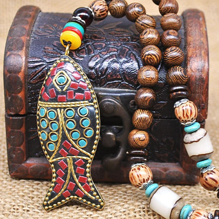 Mannen Tribal kralen hanger ketting